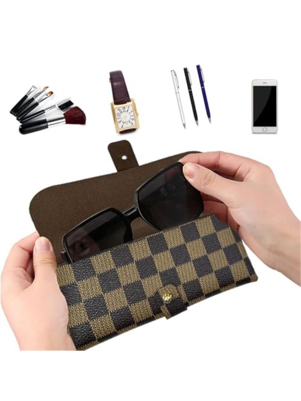 Fashion and Trendy Black and Brown Glasses Storage Bag Fashion Sunglasses Case - Picture 4 of 6